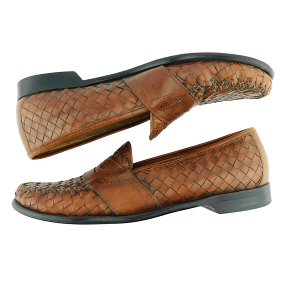 COLE HAAN Brown Woven Leather Penny Slip-on Loafers Shoes 11 main image 7